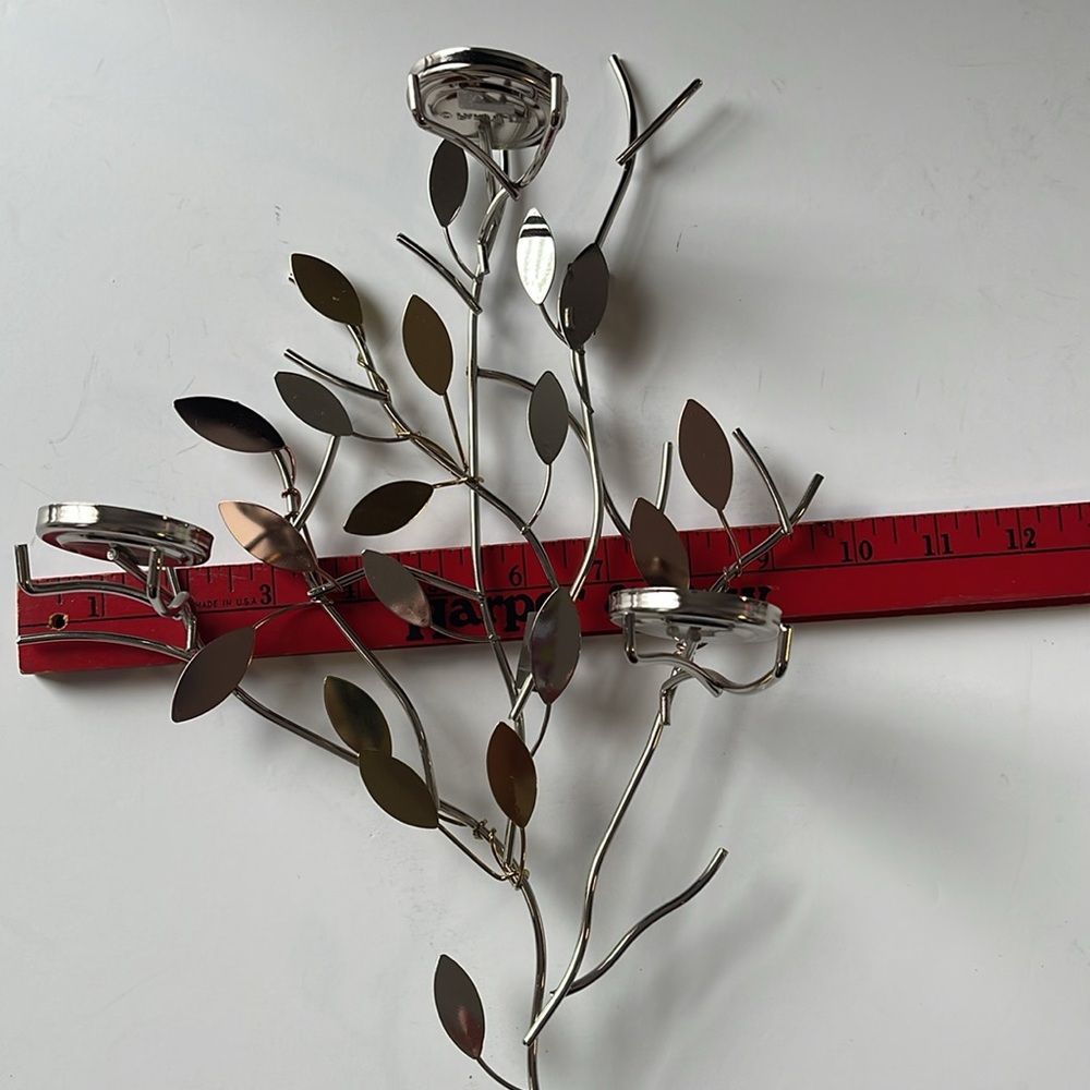 PartyLite Shimmering Leaves tea light wall sconce (silver, gold & copper tones) - Picture 4 of 11